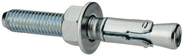 Powers Fasteners - 1/2" Diam, 1/2" Drill, 3-3/4" OAL, Wedge Expansion Concrete Anchor - 1018 Steel, Zinc-Plated Finish, Hex Nut Head, Hex Drive, 2" Thread Length - Apex Tool & Supply