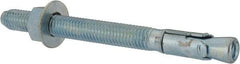 Powers Fasteners - 1/2" Diam, 1/2" Drill, 5-1/2" OAL, 2-1/2" Min Embedment Wedge Expansion Concrete Anchor - 1018 Steel, Zinc-Plated Finish, Hex Nut Head, Hex Drive, 3-3/4" Thread Length - Apex Tool & Supply