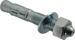 Powers Fasteners - 3/4" Diam, 3/4" Drill, 4-3/4" OAL, 1-7/8" Min Embedment Wedge Expansion Concrete Anchor - 1018 Steel, Zinc-Plated Finish, Hex Nut Head, Hex Drive, 2-1/4" Thread Length - Apex Tool & Supply