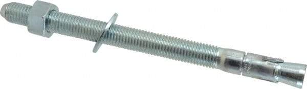Powers Fasteners - 3/4" Diam, 3/4" Drill, 10" OAL, 1-1/2" Min Embedment Wedge Expansion Concrete Anchor - 1018 Steel, Zinc-Plated Finish, Hex Nut Head, Hex Drive, 7-1/2" Thread Length - Apex Tool & Supply