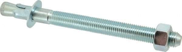 Powers Fasteners - 1" Diam, 1" Drill, 12" OAL, 2" Min Embedment Wedge Expansion Concrete Anchor - 1018 Steel, Zinc-Plated Finish, Hex Nut Head, Hex Drive, 8-3/8" Thread Length - Apex Tool & Supply