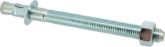 Powers Fasteners - 1" Diam, 1" Drill, 12" OAL, 2" Min Embedment Wedge Expansion Concrete Anchor - 1018 Steel, Zinc-Plated Finish, Hex Nut Head, Hex Drive, 8-3/8" Thread Length - Apex Tool & Supply