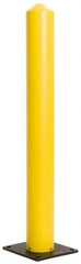 Eagle - 7" Diam x 42" High, Yellow High Density Polyethylene Bollard - 10" Wide x 10" Long Mounting Plate, 8 Lb - Apex Tool & Supply
