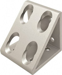 80/20 Inc. - 80mm Wide, Open Shelving 8 Hole Inside Corner Gusset - Aluminum, Clear Anodized Finish, 76mm Long, Use with 40 Series & Bolt Kit 75-3422 - Apex Tool & Supply