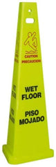 NMC - Caution - Wet Floor, 40" High, Plastic Floor Sign - English/Spanish, Cone, Red & Black on Yellow, For Restroom, Janitorial & Housekeeping - Apex Tool & Supply