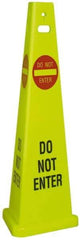 NMC - Do Not Enter, 40" High, Plastic Floor Sign - Cone, Red & Black on Yellow, For Security & Admittance - Apex Tool & Supply