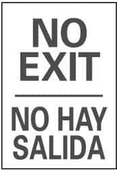 NMC - No Exit, Pressure Sensitive Vinyl Exit Sign - 14" Wide x 20" High, English/Spanish - Apex Tool & Supply