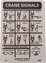 NMC - "Crane Signals", 14" Long x 10" Wide, Rigid Plastic Safety Sign - Rectangle, 0.05" Thick, Use for Accident Prevention - Apex Tool & Supply