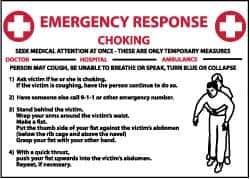 NMC - "Emergency Response - Choking", 10" Long x 14" Wide, Rigid Plastic Safety Sign - Rectangle, 0.05" Thick, Use for First Aid - Apex Tool & Supply