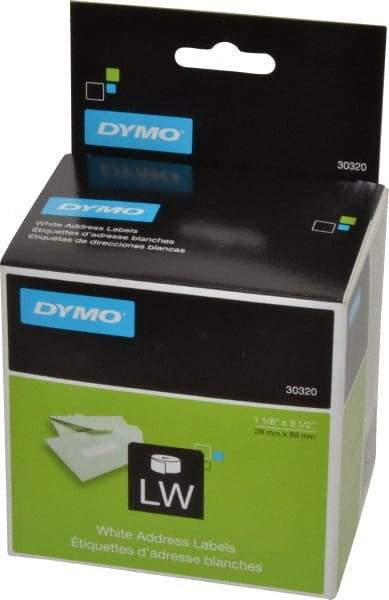 Dymo - 3-1/2" Long, White Die Cut Paper with Semi Perm. Adhesive Shipping Label - For DYMO LabelWriter Printers - Apex Tool & Supply