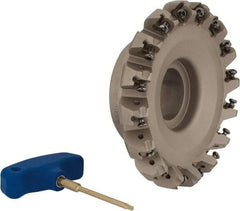 Iscar - 5" Cut Diam, 1-1/2" Arbor Hole, 0.138" Max Depth of Cut, 45° Indexable Chamfer & Angle Face Mill - 16 Inserts, ONHU 0505\xB6OXMT 0507\xB6S845 SN.U 1305 Insert, Right Hand Cut, 16 Flutes, Series Helido - Apex Tool & Supply