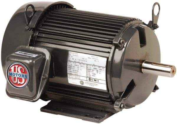 US Motors - 2 Max hp, 1,725 Max RPM, Three Polyphase Electric AC DC Motor - 208-230/460 V Input, Single Phase, 56HZ Frame, 5/8" Shaft Diam, Rigid Mount, TEFC Enclosure - Apex Tool & Supply