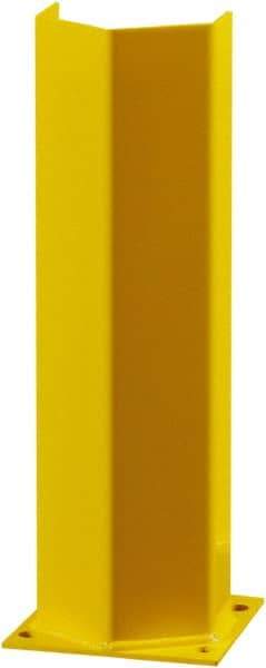 Hallowell - 24" High, Yellow Steel Post Protector - 7" Wide x 7" Long Mounting Plate, 16 Lb - Apex Tool & Supply