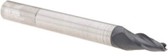 SGS - 10° Taper Angle per Side, 1/8" Small End Diam, 3/4" LOC, Solid Carbide 3 Flute Tapered Square End Mill - AlTiN Finish, 3-1/2" OAL, 3/8" Shank Diam, Spiral Flute, 28° Helix - Apex Tool & Supply