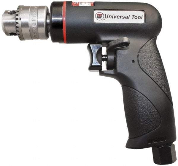 Universal Tool - 1/4" Reversible Keyed Chuck - Pistol Grip Handle, 2,600 RPM, 3.5 CFM, 0.3 hp, 90 psi - Apex Tool & Supply