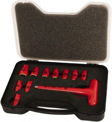 Wiha - 11 Piece 1/4" Drive Socket Set - 6 Points, 5mm to 14mm Range, Metric Measurement Standard - Apex Tool & Supply