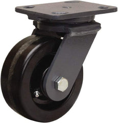 Hamilton - 5" Diam x 2" Wide x 6-1/2" OAH Top Plate Mount Swivel Caster - Phenolic, 1,000 Lb Capacity, Straight Roller Bearing, 4 x 5" Plate - Apex Tool & Supply