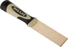 Hyde Tools - 1-1/4" Wide Brass Putty Knife - Stiff, Cushioned Grip Polypropylene Handle, 8" OAL - Apex Tool & Supply