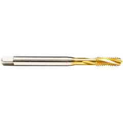 Emuge - M2.5x0.45 Metric 2 Flute 6H Bottoming Spiral Flute Tap - Cobalt, TiN Finish, 50mm OAL, Right Hand Flute, Right Hand Thread, Series Rekord D - Apex Tool & Supply
