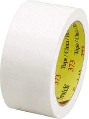 3M - 2" x 55 Yd White Rubber Adhesive Sealing Tape - Polypropylene Film Backing, 2.5 mil Thick, 60 Lb Tensile Strength, Series 373 - Apex Tool & Supply