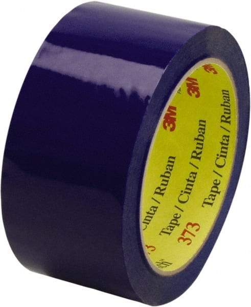 3M - 2" x 55 Yd Blue Rubber Adhesive Sealing Tape - Polypropylene Film Backing, 2.5 mil Thick, 60 Lb Tensile Strength, Series 373 - Apex Tool & Supply