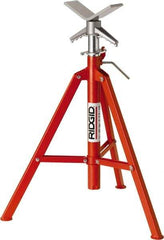 Ridgid - 1" to 12" Pipe Capacity, Portable Folding V-Head Stand - 28" to 52" High, 2,500 Lb Capacity - Apex Tool & Supply