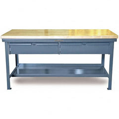 Strong Hold - Stationary Work Benches, Tables Type: Work Table with Drawer Top Material: Maple work surface 1-3/4" thick - Apex Tool & Supply