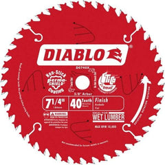 Freud - 7-1/4" Diam, 5/8" Arbor Hole Diam, 40 Tooth Wet & Dry Cut Saw Blade - Carbide-Tipped, Standard Round Arbor - Apex Tool & Supply