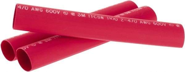 3M - 9" Long, 4:1, Polyolefin Heat Shrink Electrical Tubing - Red - Apex Tool & Supply