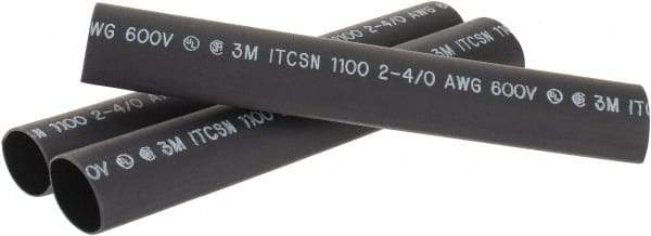 3M - 9" Long, 4:1, Polyolefin Heat Shrink Electrical Tubing - Black - Apex Tool & Supply