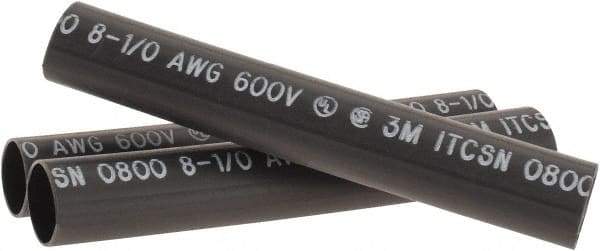 3M - 6" Long, 4:1, Polyolefin Heat Shrink Electrical Tubing - Black - Apex Tool & Supply