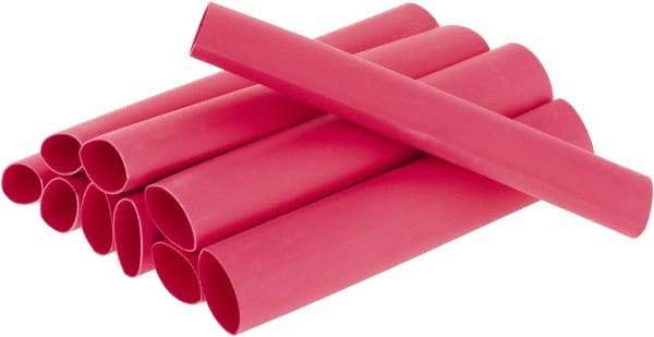 3M - 6" Long, 3:1, Polyolefin Heat Shrink Electrical Tubing - Red - Apex Tool & Supply