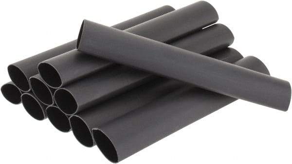 3M - 6" Long, 3:1, Polyolefin Heat Shrink Electrical Tubing - Black - Apex Tool & Supply