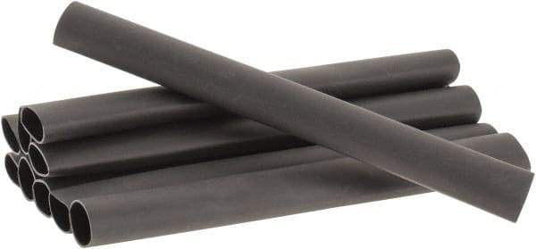3M - 6" Long, 3:1, Polyolefin Heat Shrink Electrical Tubing - Black - Apex Tool & Supply