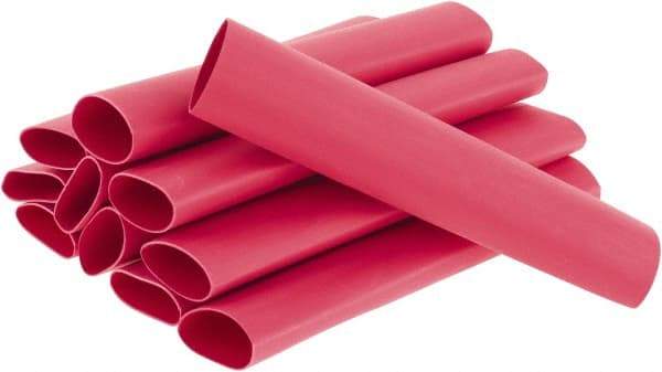 3M - 6" Long, 3:1, Polyolefin Heat Shrink Electrical Tubing - Red - Apex Tool & Supply