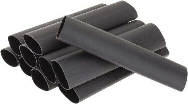 3M - 6" Long, 3:1, Polyolefin Heat Shrink Electrical Tubing - Black - Apex Tool & Supply