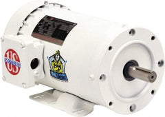 US Motors - 3 hp, TEFC Enclosure, No Thermal Protection, 3,490 RPM, 208-230/460 Volt, 60 Hz, Three Phase Premium Efficient Motor - Size 145 Frame, C-Face with Base Mount, 1 Speed, Double Sealed Ball Bearings, 8.1-7.2/3.6 Full Load Amps, F Class Insulation - Apex Tool & Supply