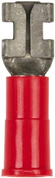 3M - 22 to 18 AWG, Vinyl, Partially Insulated, Female Wire Disconnect - 1/4 Inch Wide Tab, Red, RoHS 2011/65/EU Compliant - Apex Tool & Supply
