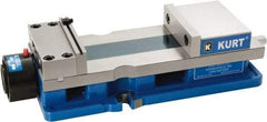 Kurt - 6" Jaw Width, 9" Jaw Opening Capacity, Horizontal Stationary Machine Vise - Hydraulic Operation, 1 Station, 20.568" Long x 4.86" High x 1-47/64" Deep, 1.735" Jaw Height, 12,600 Lb Max Clamp Force, Ductile Iron - Apex Tool & Supply