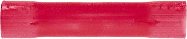3M - 22 to 18 AWG Compatible, Vinyl Fully Insulated, Crimp-On Butt Splice Terminal - 2 Wire Entries, 1" OAL, Red - Apex Tool & Supply