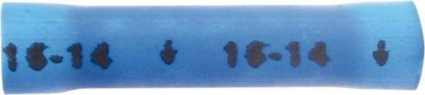 3M - 16 to 14 AWG Compatible, Vinyl Fully Insulated, Crimp-On Butt Splice Terminal - 2 Wire Entries, 1.08" OAL, Blue - Apex Tool & Supply