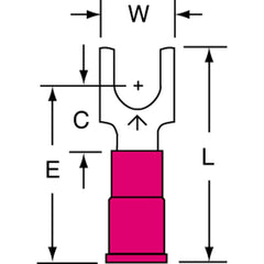 3M - #10 Stud, 22 to 18 AWG Compatible, Partially Insulated, Crimp Connection, Standard Fork Terminal - Apex Tool & Supply