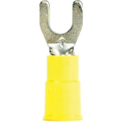 3M - #8 Stud, 12 to 10 AWG Compatible, Partially Insulated, Crimp Connection, Standard Fork Terminal - Apex Tool & Supply