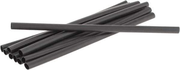 3M - 6" Long, 2:1, Polyolefin Heat Shrink Electrical Tubing - Black - Apex Tool & Supply