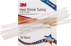 3M - 6" Long, 2:1, Polyolefin Heat Shrink Electrical Tubing - Clear - Apex Tool & Supply