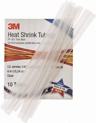 3M - 6" Long, 2:1, Polyolefin Heat Shrink Electrical Tubing - Clear - Apex Tool & Supply