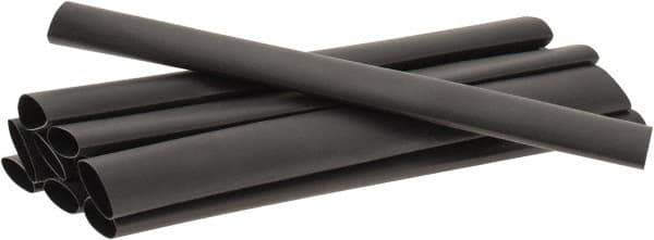 3M - 6" Long, 2:1, Polyolefin Heat Shrink Electrical Tubing - Black - Apex Tool & Supply