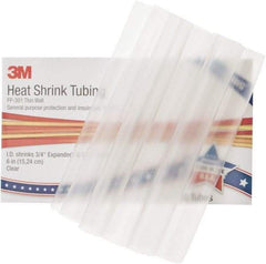 3M - 6" Long, 2:1, Polyolefin Heat Shrink Electrical Tubing - Clear - Apex Tool & Supply