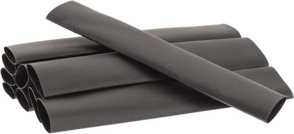 3M - 6" Long, 2:1, Polyolefin Heat Shrink Electrical Tubing - Black - Apex Tool & Supply