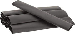 3M - 6" Long, 2:1, Polyolefin Heat Shrink Electrical Tubing - Black - Apex Tool & Supply